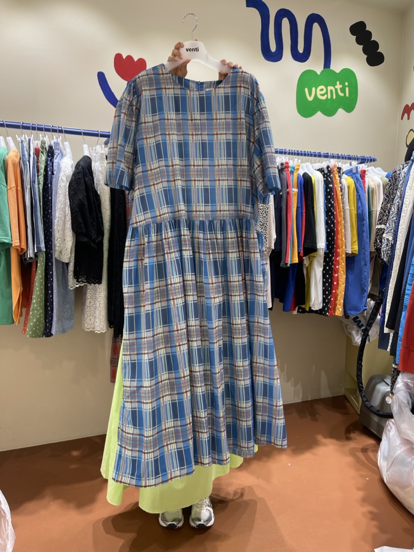 Venti韓國直郵東大門實拍女裝新款熱賣職業人氣真品連衣裙格子VENTI連衣裙