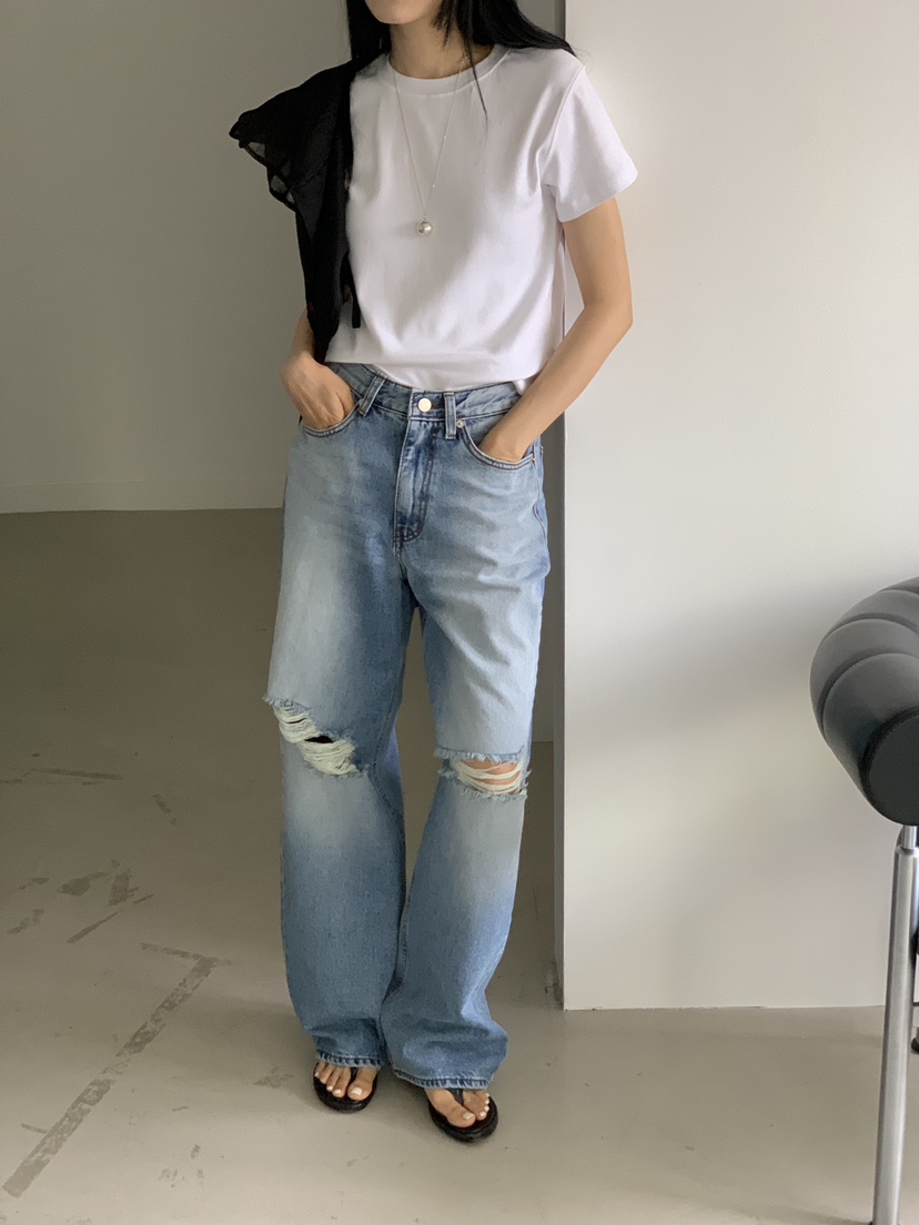 US直郵韓國代購女裝新品職業24春夏人氣時尚牛仔褲牛仔布US牛仔褲