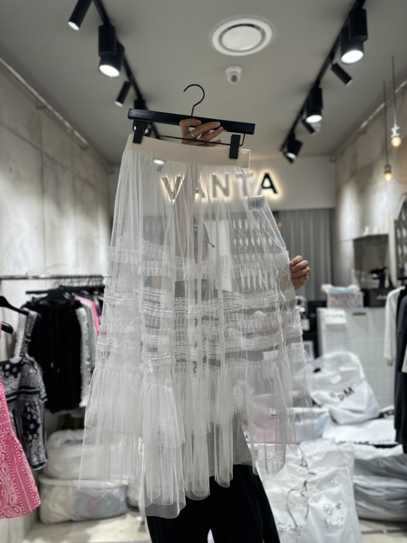 VANTA韓國直郵東大門實拍女裝新款人氣熱賣24春夏長裙透視VANTA長裙