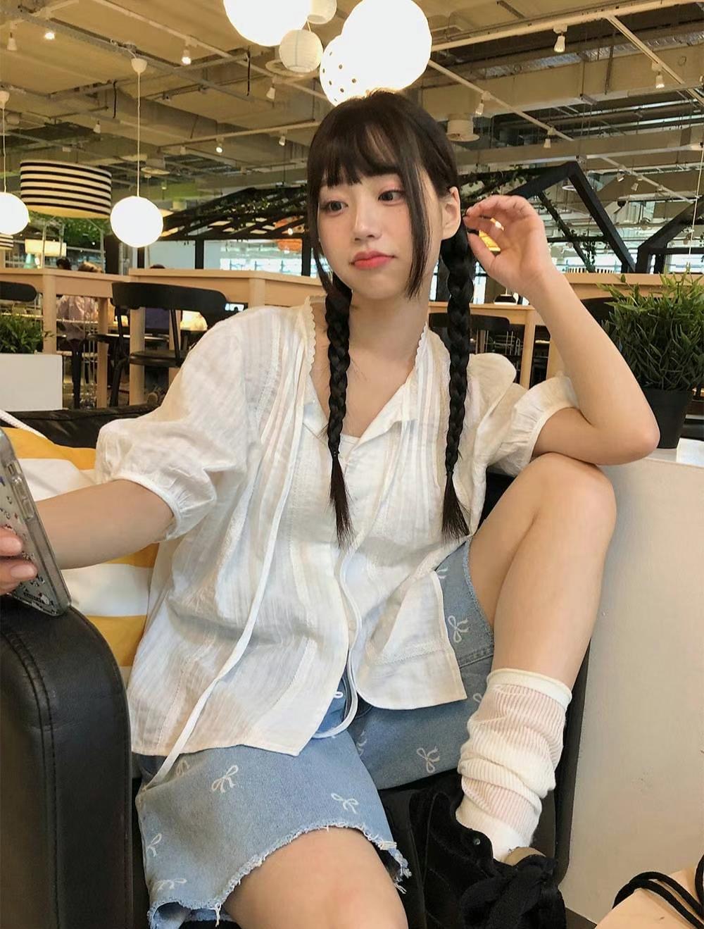 GAMGAK韓國直郵女裝新品熱賣休閑真品推薦人氣24春夏襯衫蕾絲衫GAMGAK襯衫/蕾絲衫