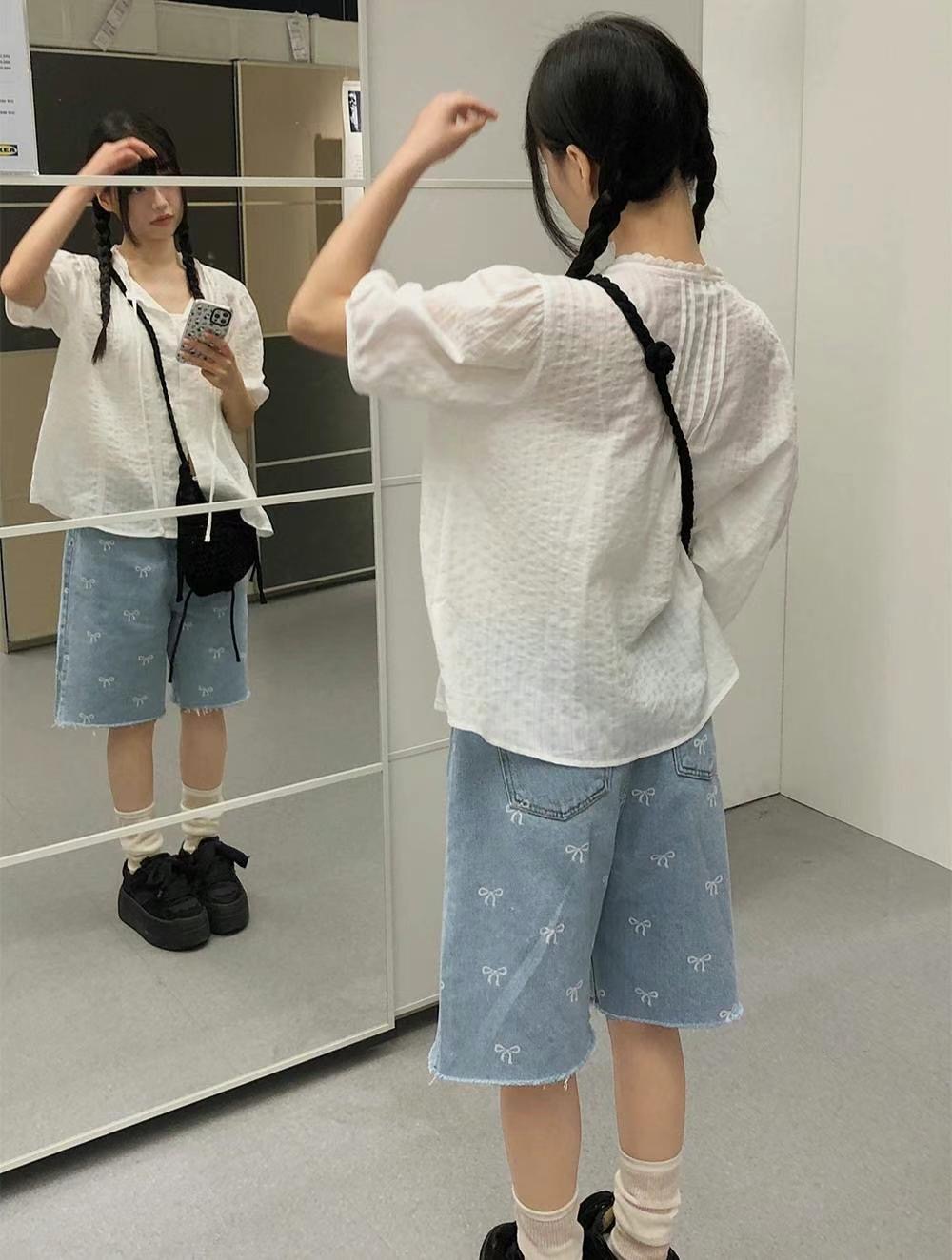GAMGAK韓國直郵女裝新品熱賣休閑真品推薦人氣24春夏襯衫蕾絲衫GAMGAK襯衫/蕾絲衫