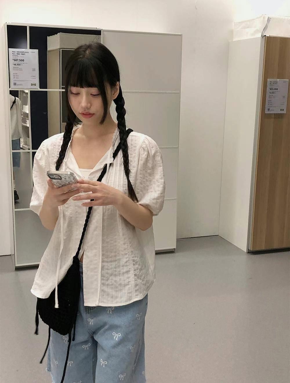 GAMGAK韓國直郵女裝新品熱賣休閑真品推薦人氣24春夏襯衫蕾絲衫GAMGAK襯衫/蕾絲衫