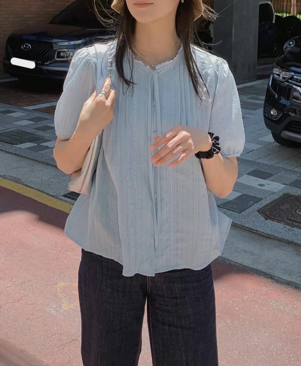 GAMGAK韓國直郵女裝新品熱賣休閑真品推薦人氣24春夏襯衫蕾絲衫GAMGAK襯衫/蕾絲衫圖色2
