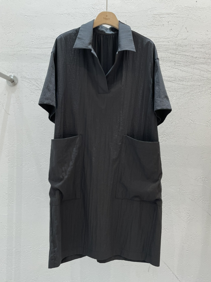 Magie韓國直郵女裝新品24春夏休閑熱賣職業人氣連衣裙口袋VI A連衣裙圖色2