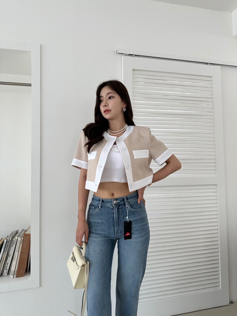 BANI BLUBH韓國直郵女裝新品真品職業熱賣時尚休閑夾克亞麻BANI BLUSH夾克