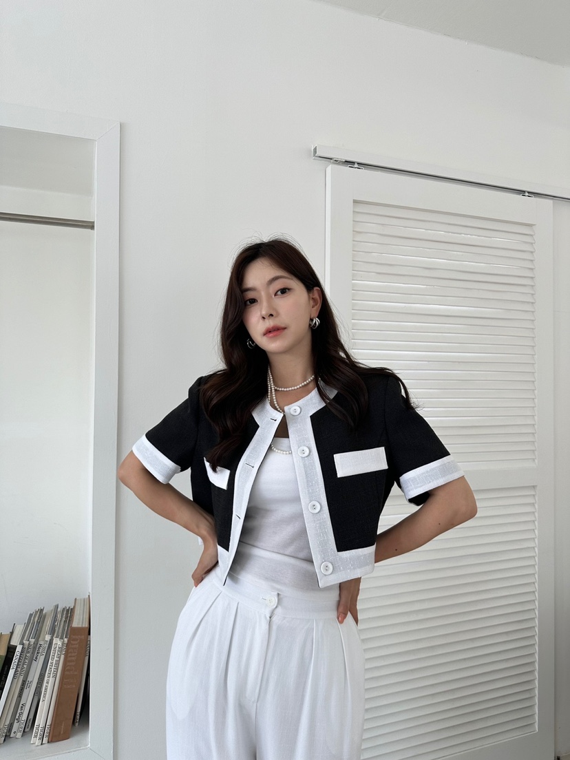 BANI BLUBH韓國直郵女裝新品真品職業熱賣時尚休閑夾克亞麻BANI BLUSH夾克