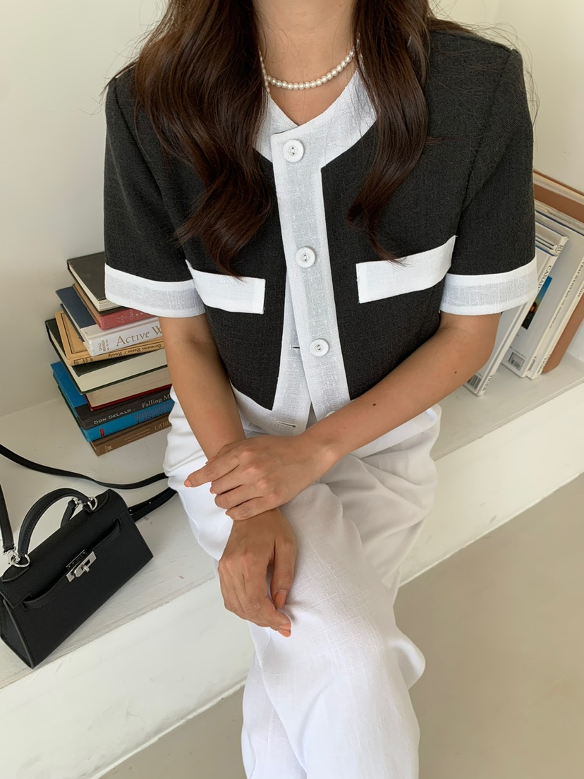 BANI BLUBH韓國直郵女裝新品真品職業熱賣時尚休閑夾克亞麻BANI BLUSH夾克