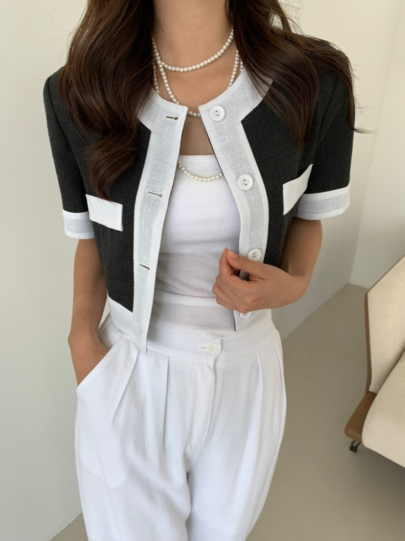 BANI BLUBH韓國直郵女裝新品真品職業熱賣時尚休閑夾克亞麻BANI BLUSH夾克
