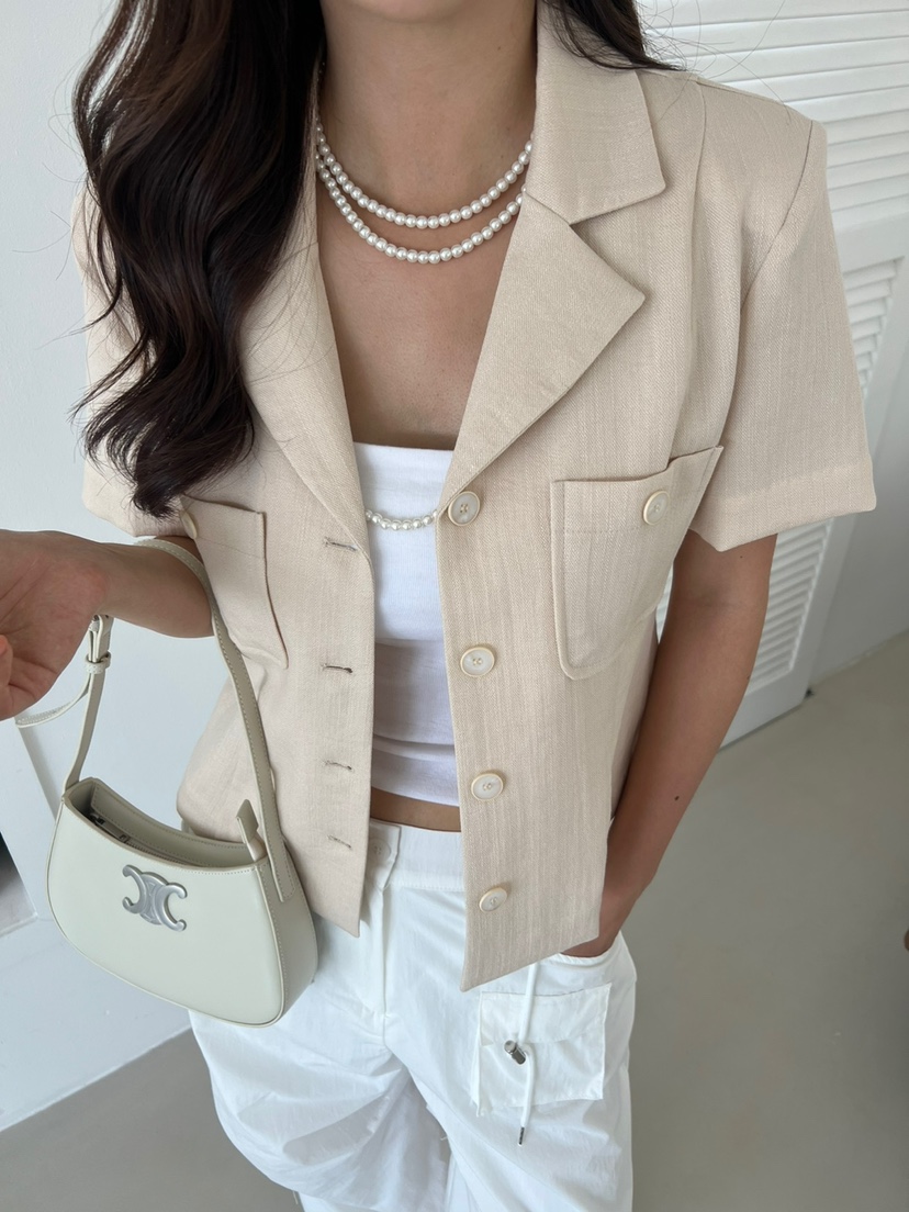 BANI BLUBH韓國直郵女裝新品熱賣休閑人氣推薦真品夾克亞麻BANI BLUSH夾克