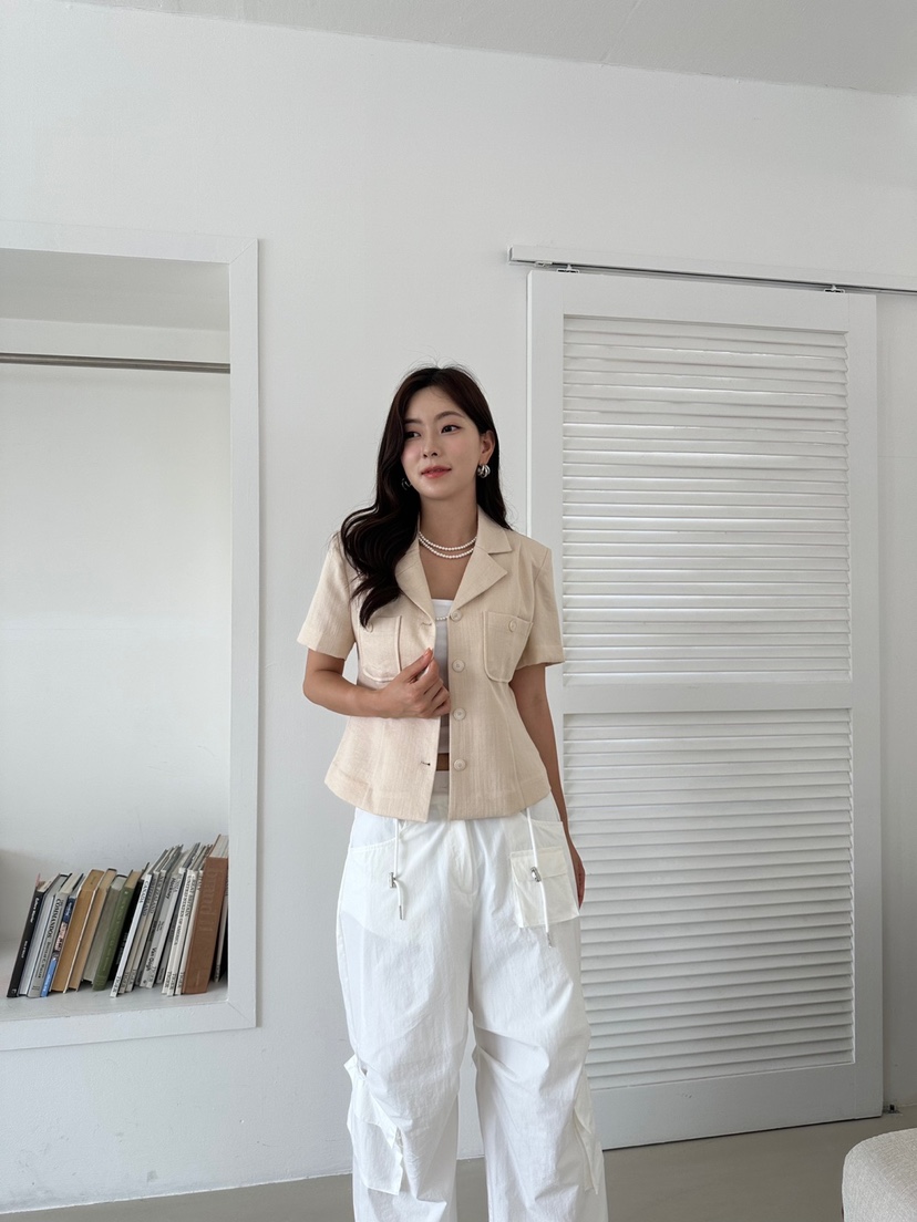 BANI BLUBH韓國直郵女裝新品熱賣休閑人氣推薦真品夾克亞麻BANI BLUSH夾克