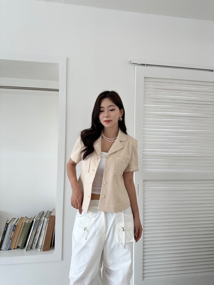 BANI BLUBH韓國直郵女裝新品熱賣休閑人氣推薦真品夾克亞麻BANI BLUSH夾克