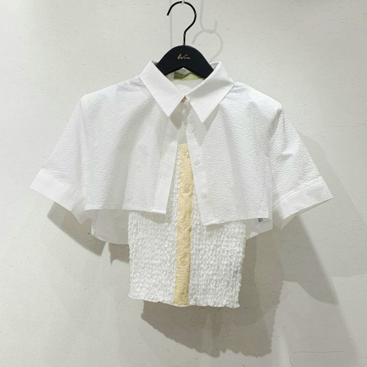 WON韓國直郵東大門代購女裝新品休閑推薦熱賣時尚襯衫蕾絲衫WON襯衫/蕾絲衫