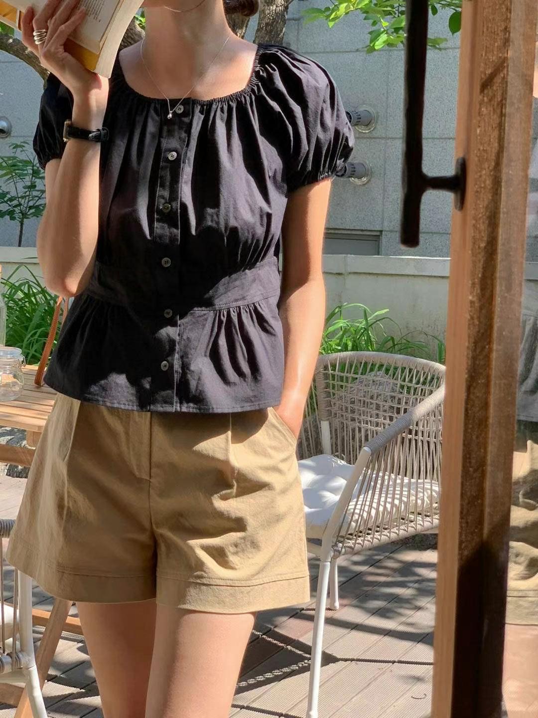 AREING韓國直郵東大門代購女士新款熱賣24春夏襯衫蕾絲衫AREING襯衫/蕾絲衫