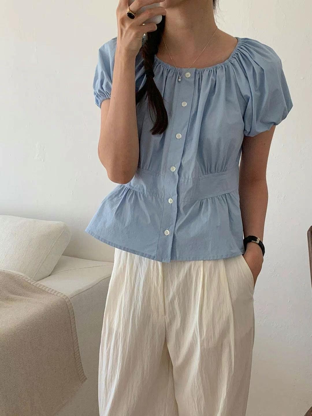 AREING韓國直郵東大門代購女士新款熱賣24春夏襯衫蕾絲衫AREING襯衫/蕾絲衫圖色3