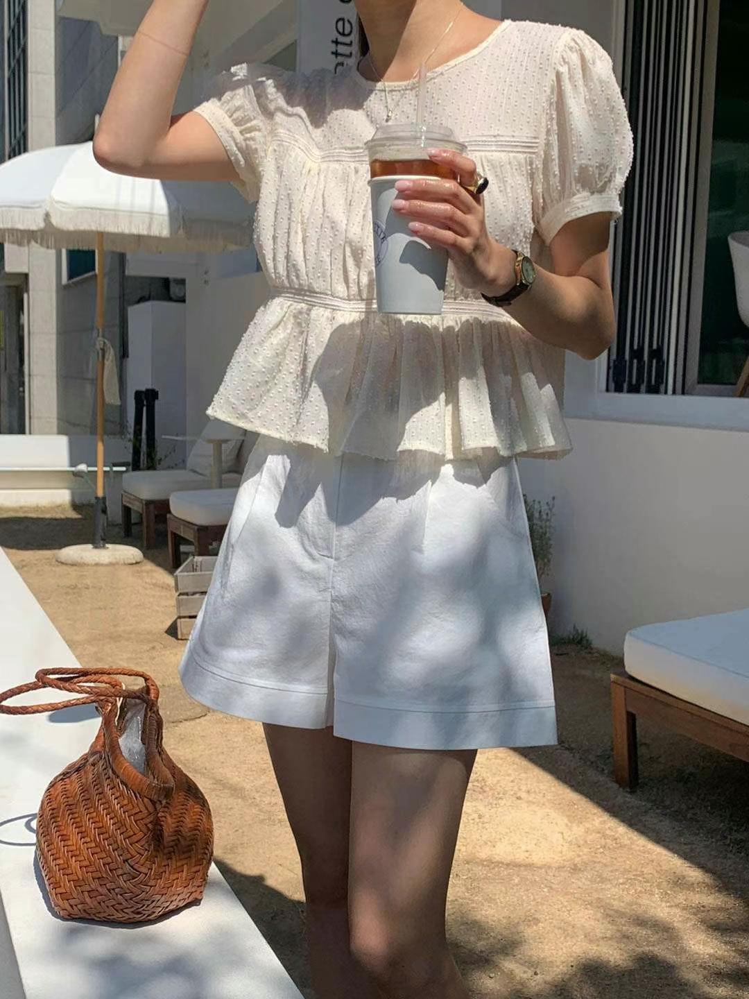 AREING韓國直郵女裝新品推薦人氣休閑職業熱賣24春夏襯衫蕾絲衫AREING襯衫/蕾絲衫
