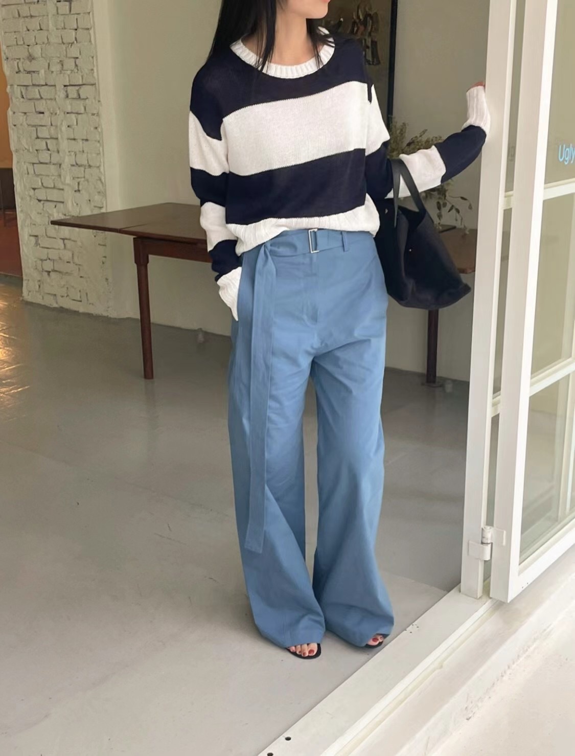 Le vral直郵韓國代購女裝新品時尚人氣推薦職業休閑褲腰帶Le vral休閑褲