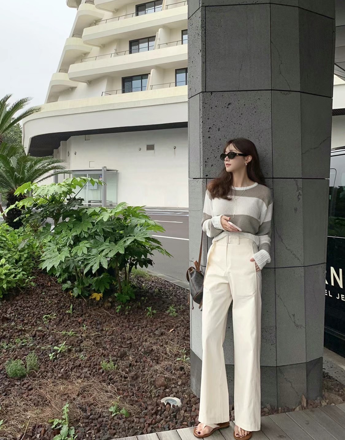Le vral直郵韓國代購女裝新品時尚人氣推薦職業休閑褲腰帶Le vral休閑褲圖色2