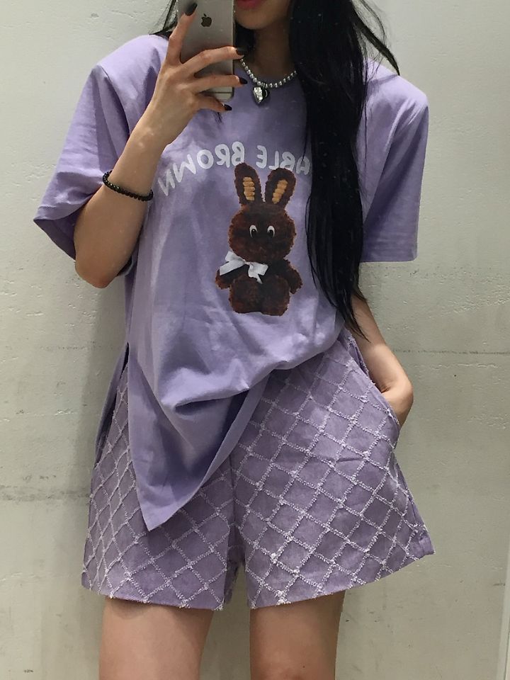 MARS韓國直郵女士新款職業推薦熱賣時尚24秋夏休閑T恤兔子marsT恤圖色2