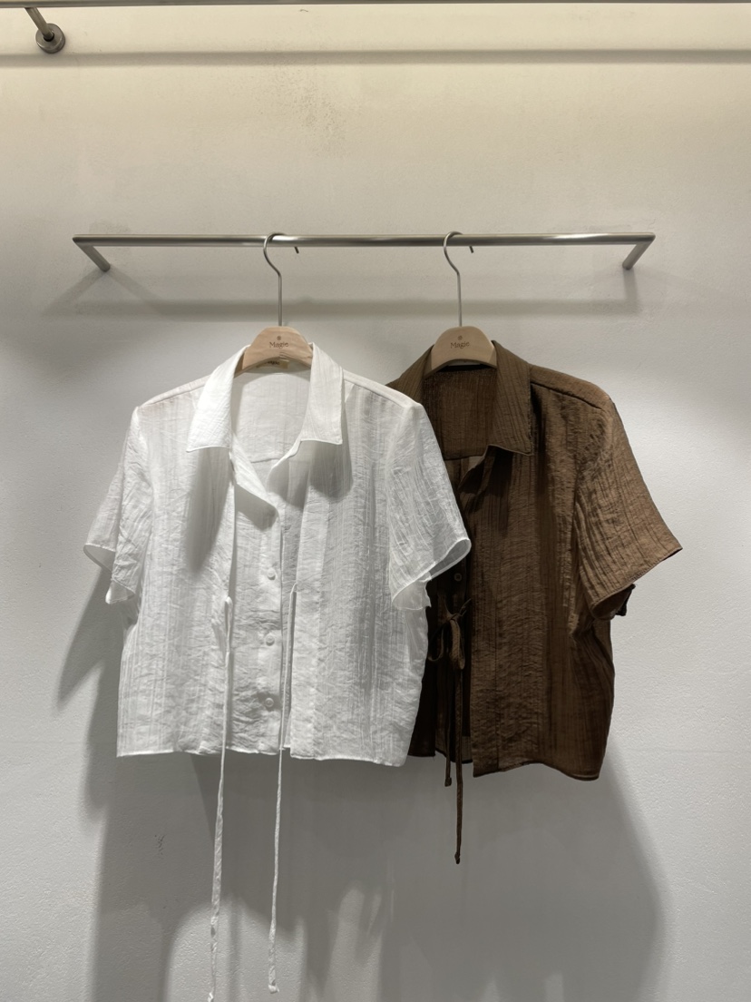 Magie韓國直郵東大門代購女士新款24秋夏真品休閑襯衫蕾絲衫VI A襯衫/蕾絲衫