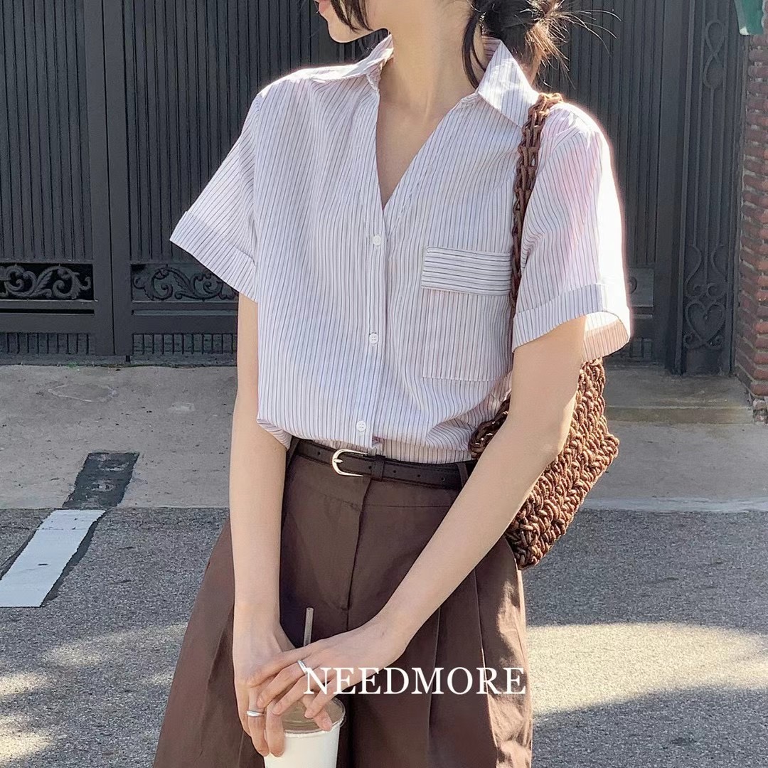 NEED MORE直郵韓國代購女裝新款熱賣24秋夏人氣襯衫蕾絲衫NEED MORE襯衫/蕾絲衫圖色1