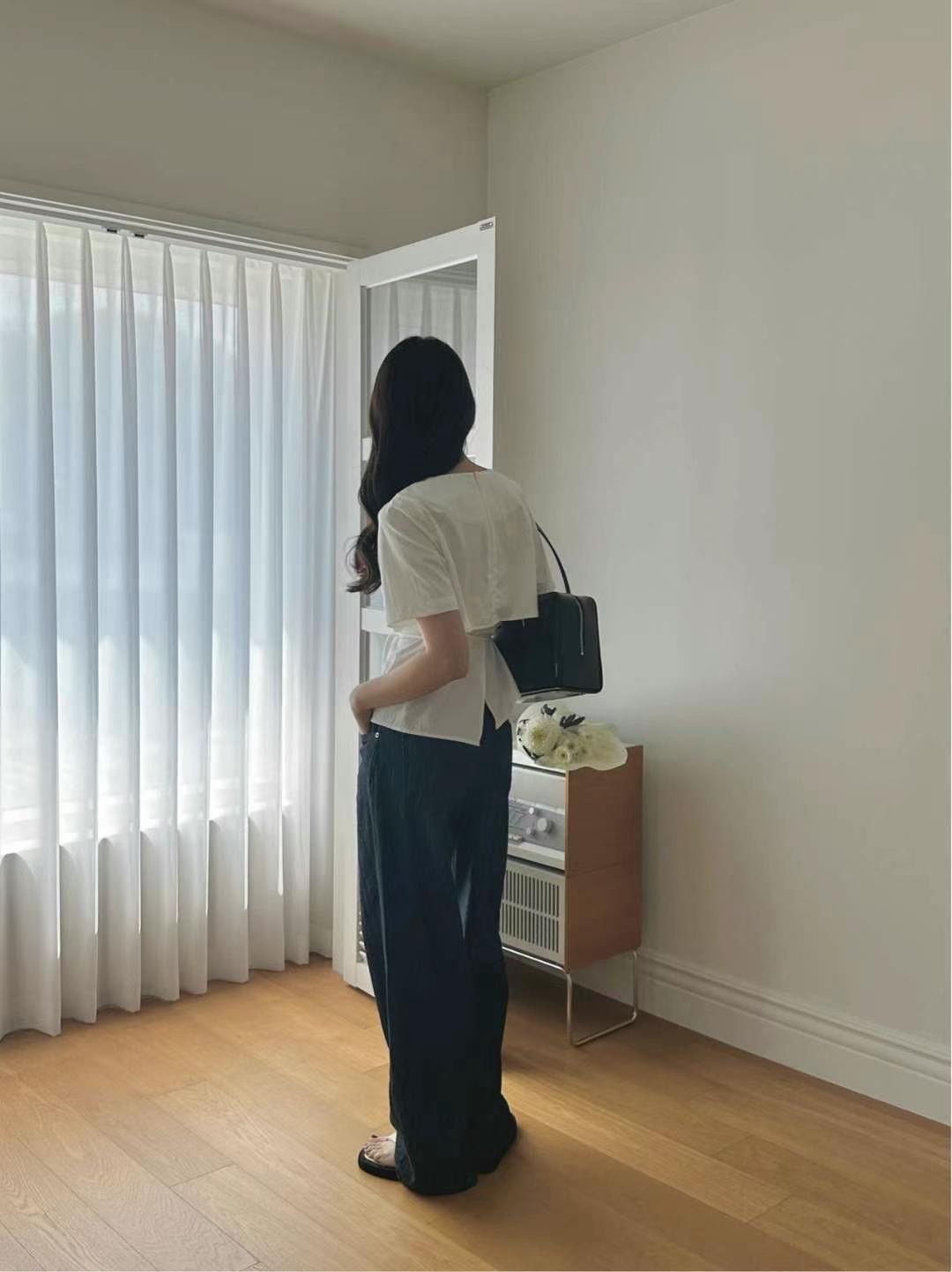 BLANK韓國直郵女裝新品時尚職業休閑24秋夏推薦襯衫蕾絲衫BUTTON 12襯衫/蕾絲衫