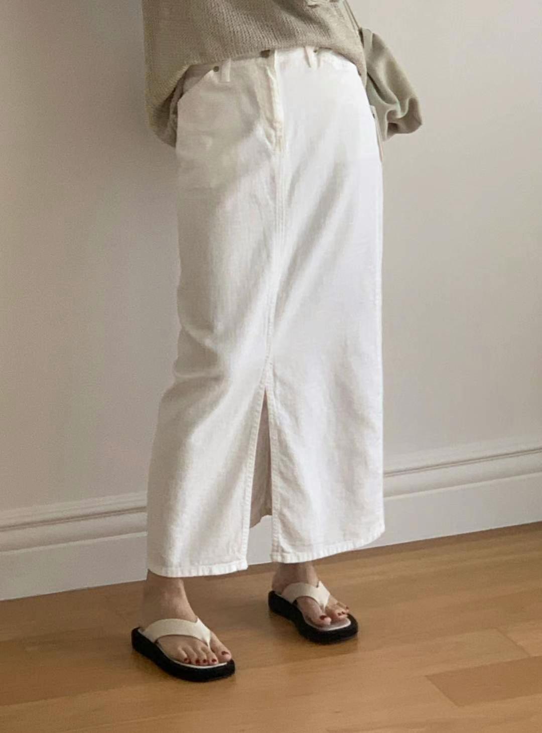 BLANK直郵韓國代購女士新品職業推薦24秋夏真品休閑熱賣長裙BUTTON 12長裙圖色1