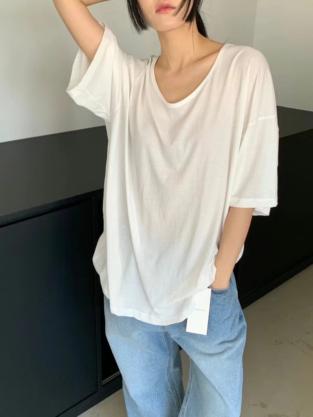 UNLESS韓國直郵女士新品時尚熱賣職業24秋夏推薦休閑真品T恤UNLESST恤圖色2