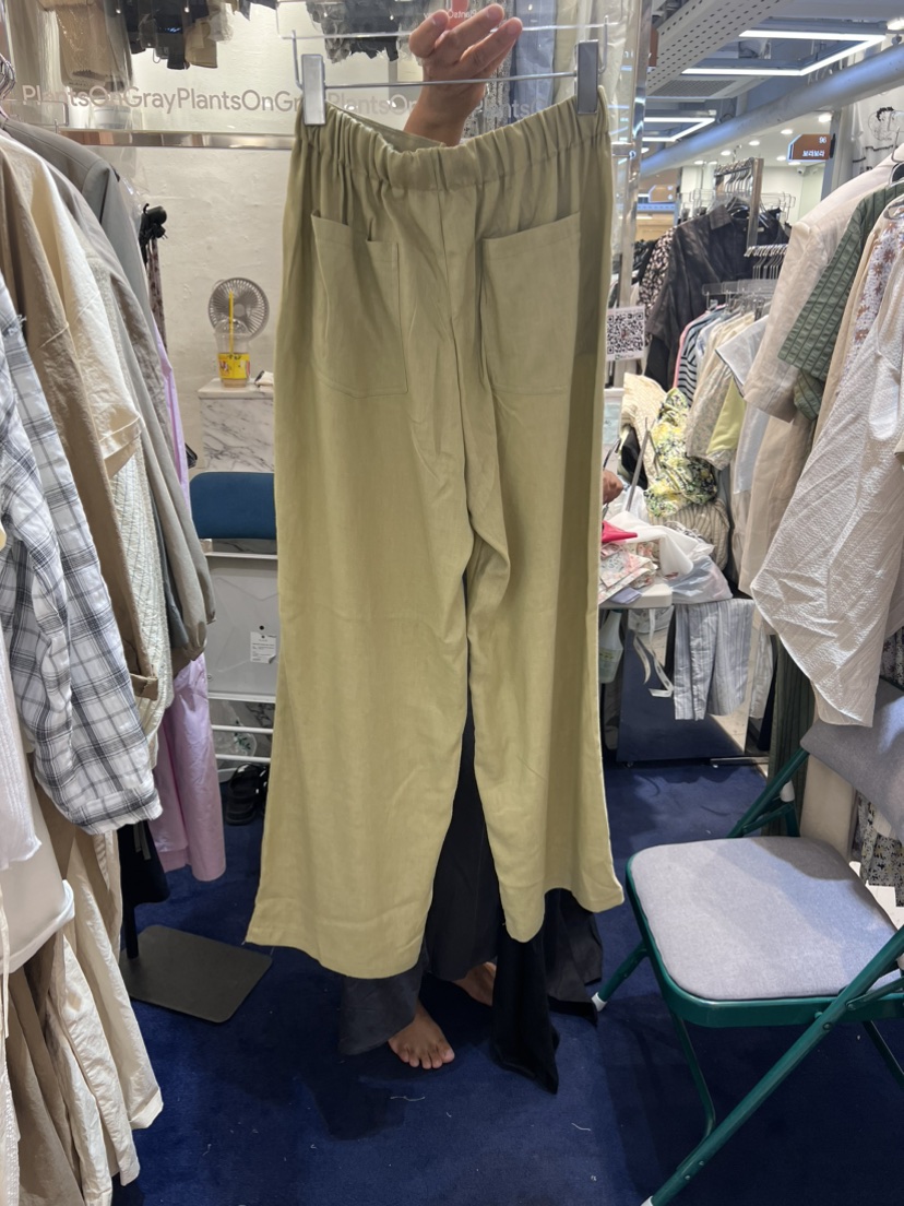 PLANTS ON GRAY韓國直郵東大門實拍女裝新品熱賣休閑褲口袋亞麻PLANTS ON GRAY休閑褲