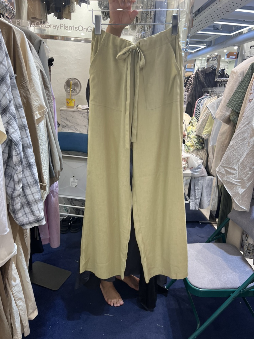 PLANTS ON GRAY韓國直郵東大門實拍女裝新品熱賣休閑褲口袋亞麻PLANTS ON GRAY休閑褲圖色2