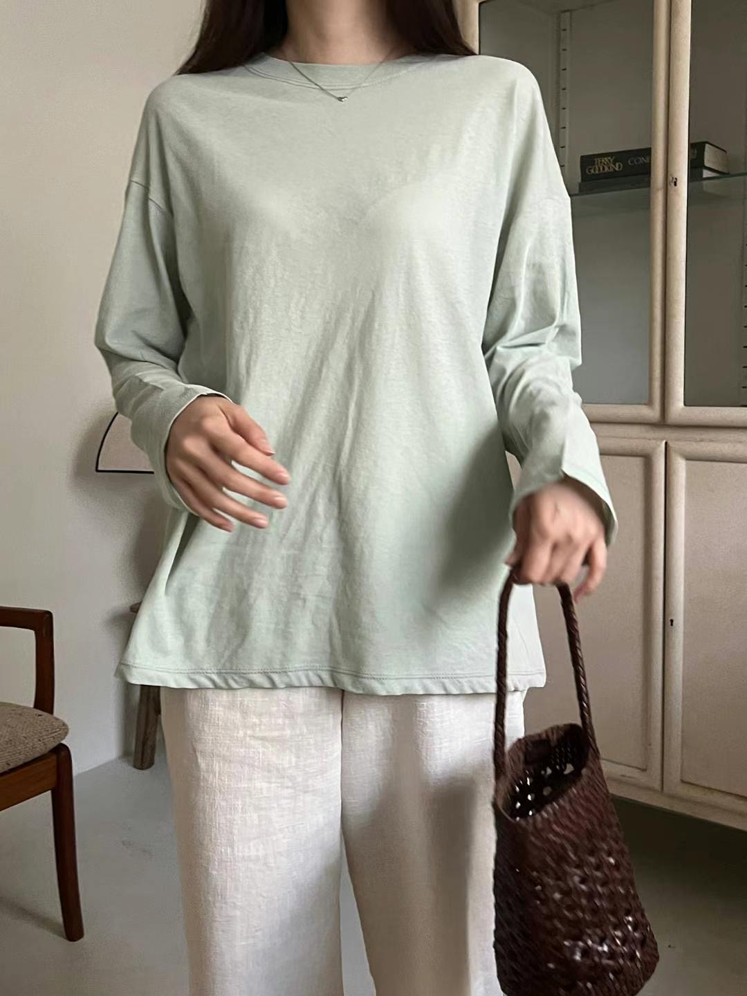 SATURDAY直郵韓國代購女裝新款熱賣24春夏時尚職業長袖T恤SATURDAY長袖T恤