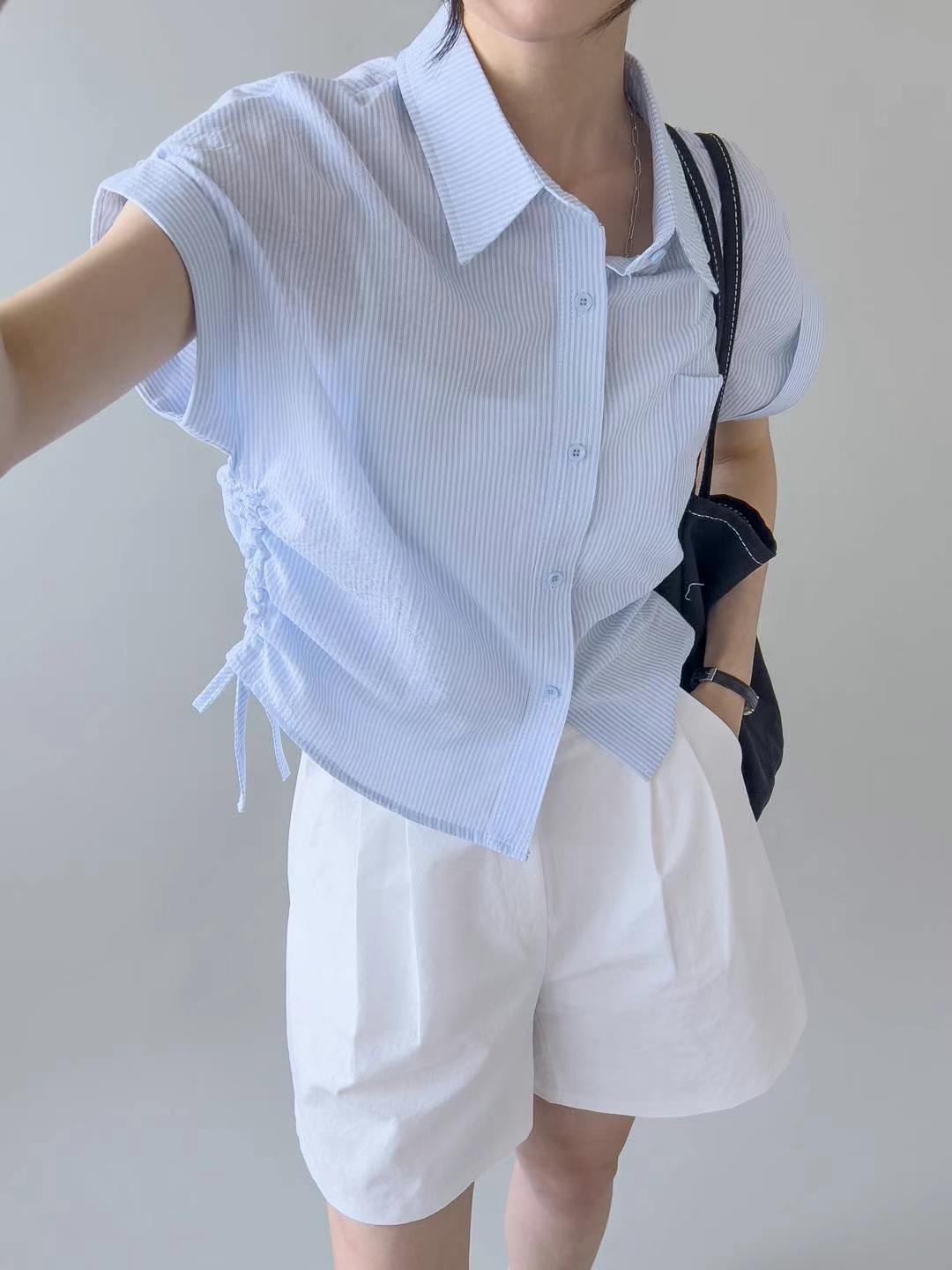 HACKER韓國直郵東大門實拍女裝新品休閑24春夏襯衫蕾絲衫HACKER襯衫/蕾絲衫