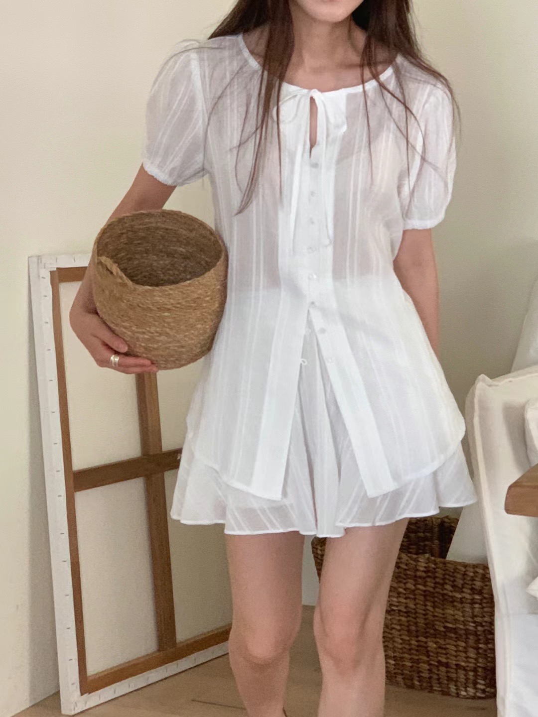 REFLEUR韓國直郵女裝新品職業推薦熱賣24春夏時尚襯衫蕾絲衫EVERY MOMENT襯衫/蕾絲衫