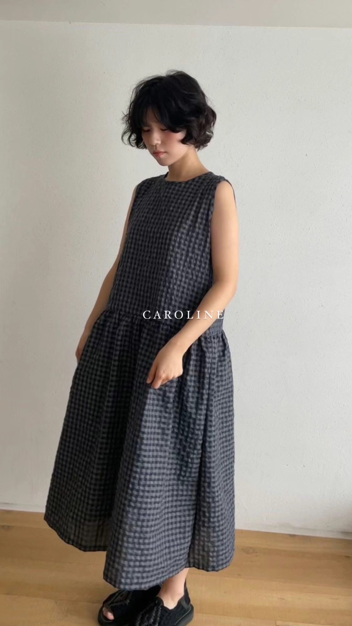 CAROLINE韓國直郵東大門實拍女裝新品熱賣24秋夏休閑連衣裙CARO_LINE連衣裙圖色1