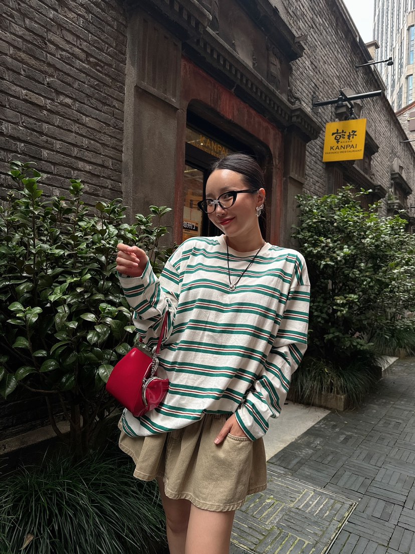 MADE-P直郵韓國代購女士新品人氣24秋夏推薦休閑長袖T恤MADE-P長袖T恤