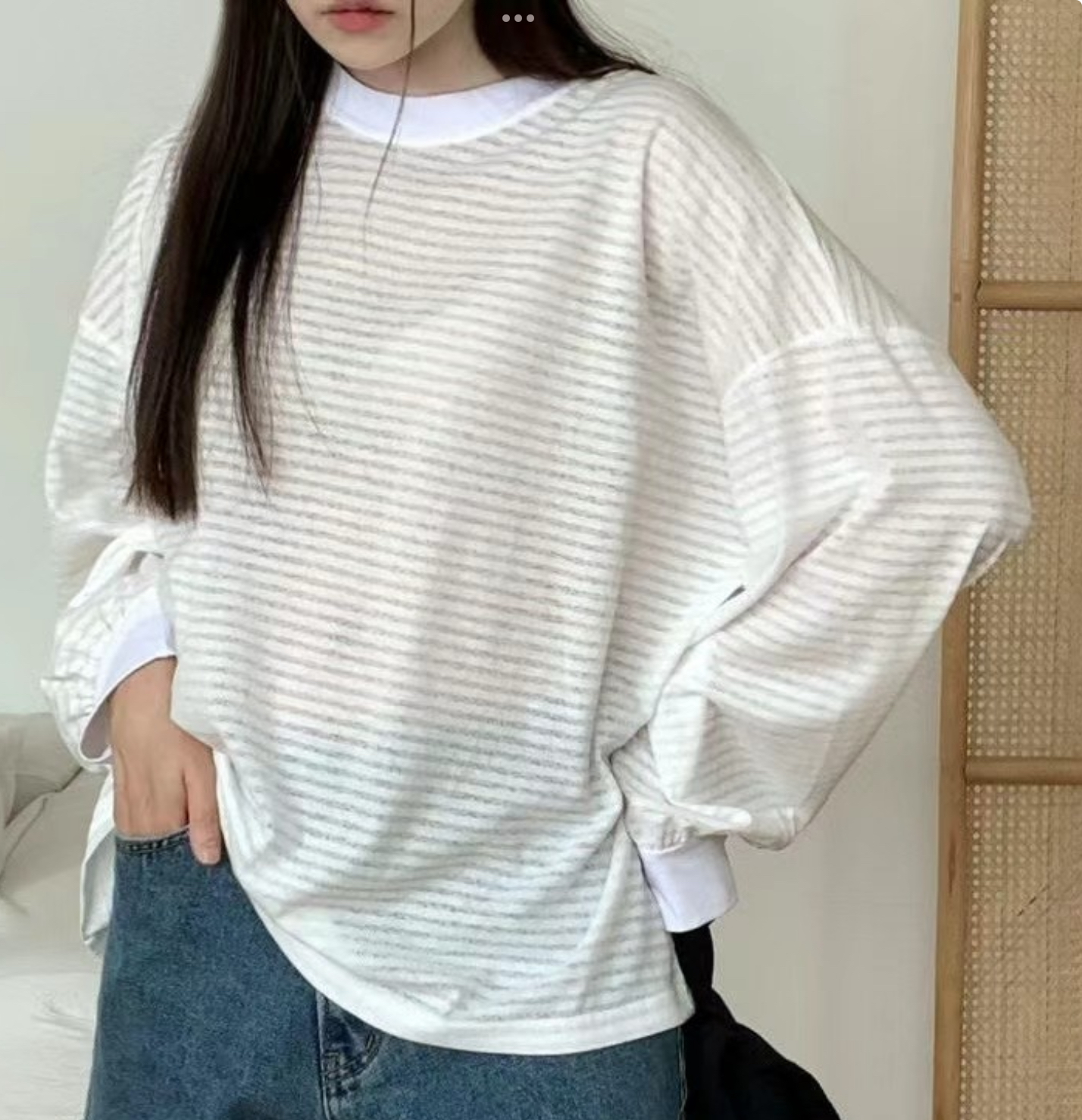 X直郵韓國代購女士新品職業人氣24秋夏推薦時尚真品長袖T恤TRIMMING長袖T恤圖色2