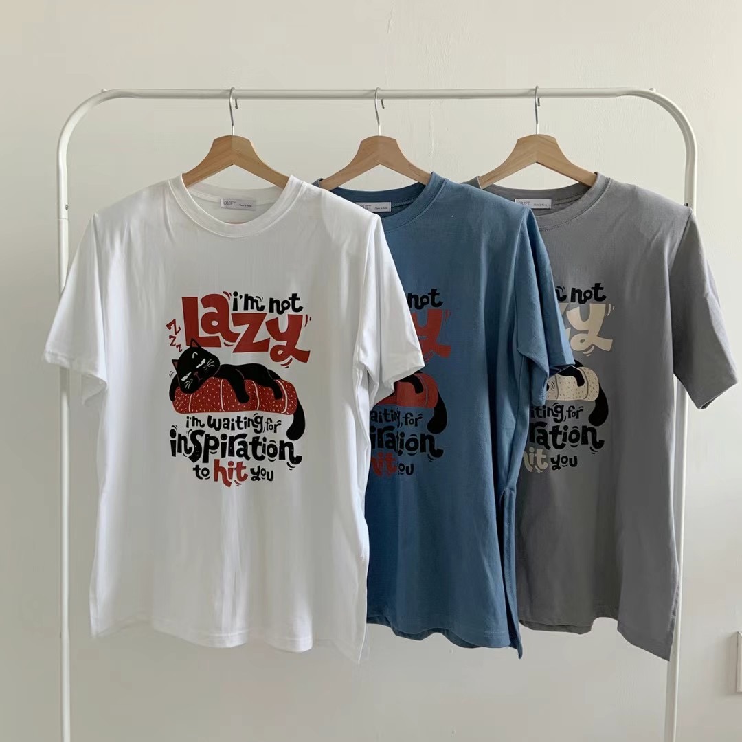 OBJET-ot韓國直郵女裝新品時尚休閑真品24秋夏熱賣推薦T恤OBJETT恤圖色2左二色