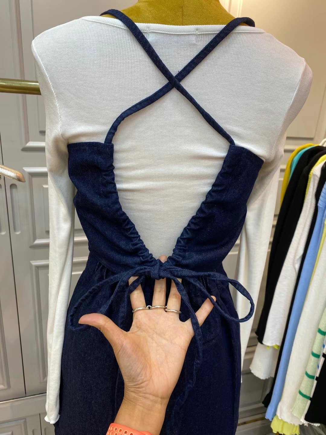 LIKE A韓國直郵東大門實拍女裝新品休閑推薦職業套裝牛仔布LIKE A套裝