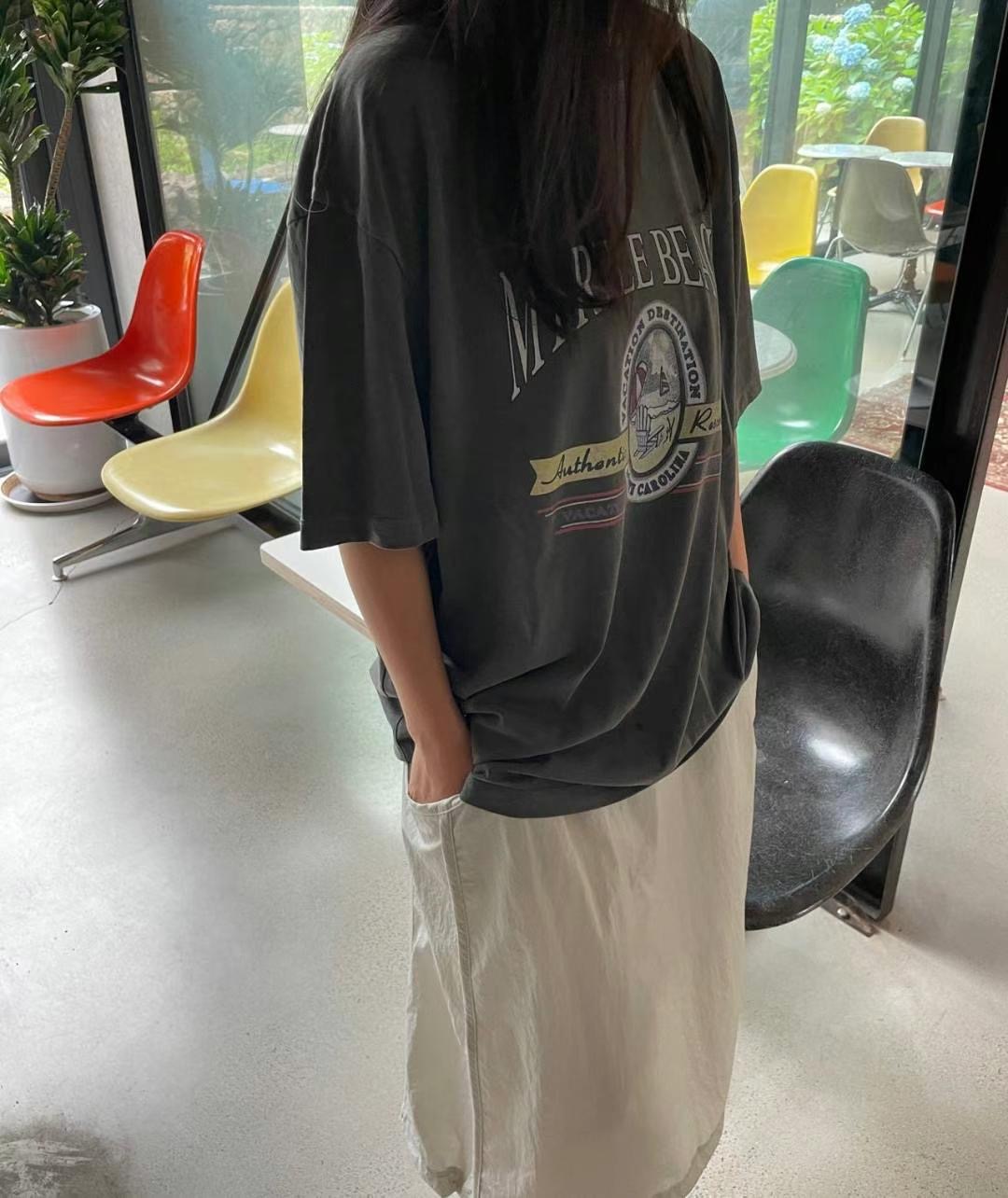 4PI韓國直郵東大門實拍女士新款時尚休閑熱賣人氣職業24秋夏T恤4PIT恤