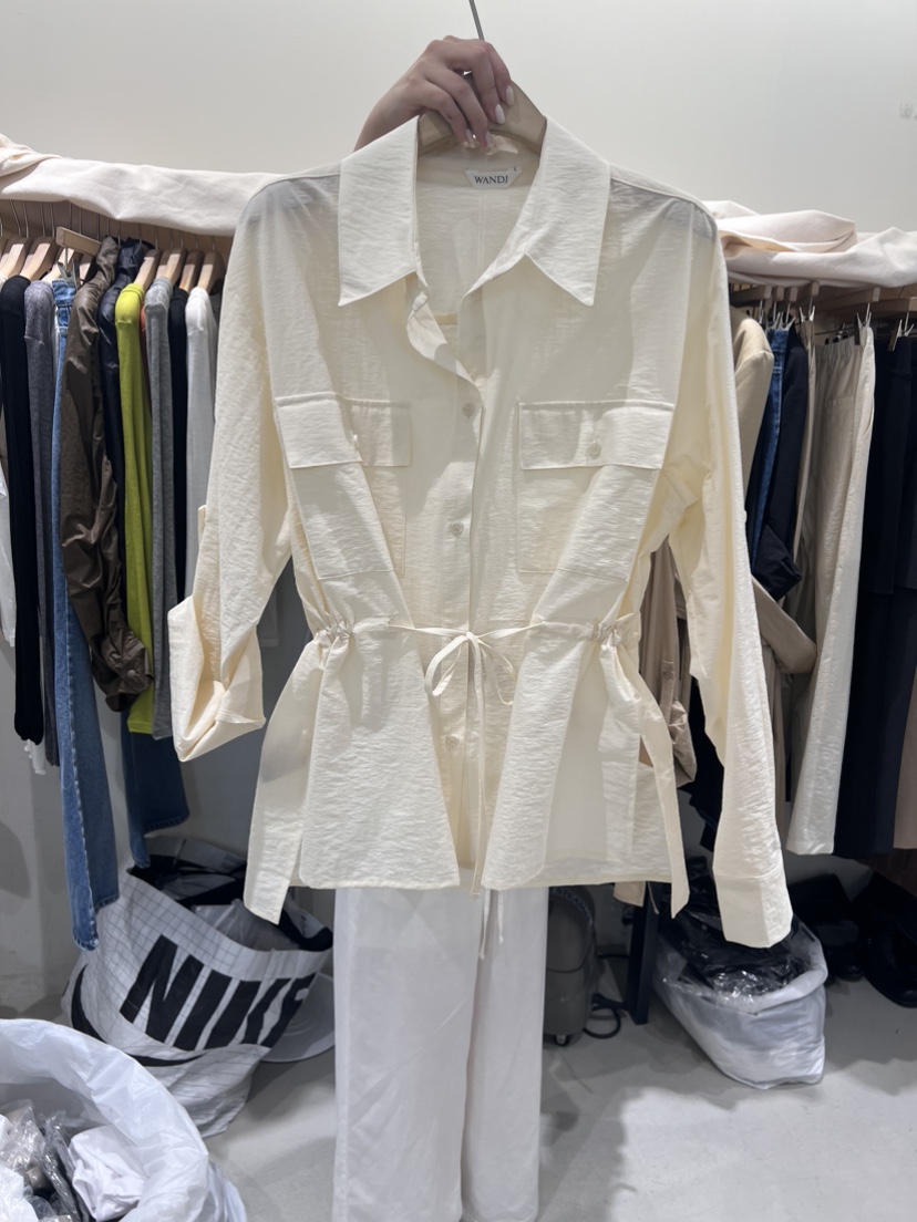 W AND J韓國直郵女裝新品推薦休閑24春夏職業襯衫蕾絲衫W AND J襯衫/蕾絲衫圖色1