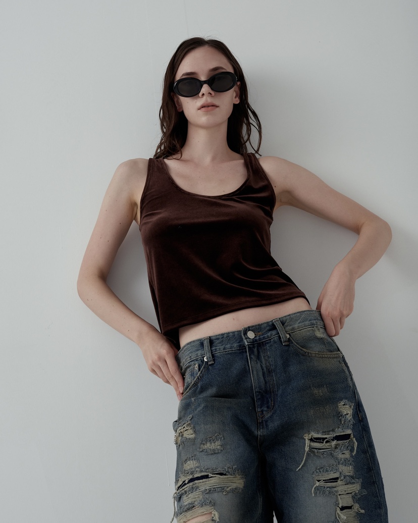 INSSENSE-A韓國直郵女裝新款24春夏真品職業吊帶背心天鵝絨INSSENSE-A吊帶/背心