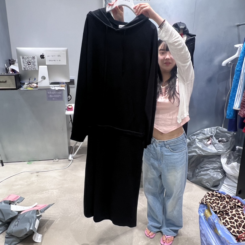 RIBBON韓國直郵東大門實拍女裝新品人氣職業熱賣連衣裙連帽RIBBON連衣裙圖色3