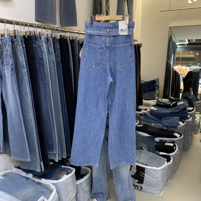 PAI直郵韓國代購女裝新品24秋冬推薦熱賣職業牛仔褲含腰帶PAI牛仔褲