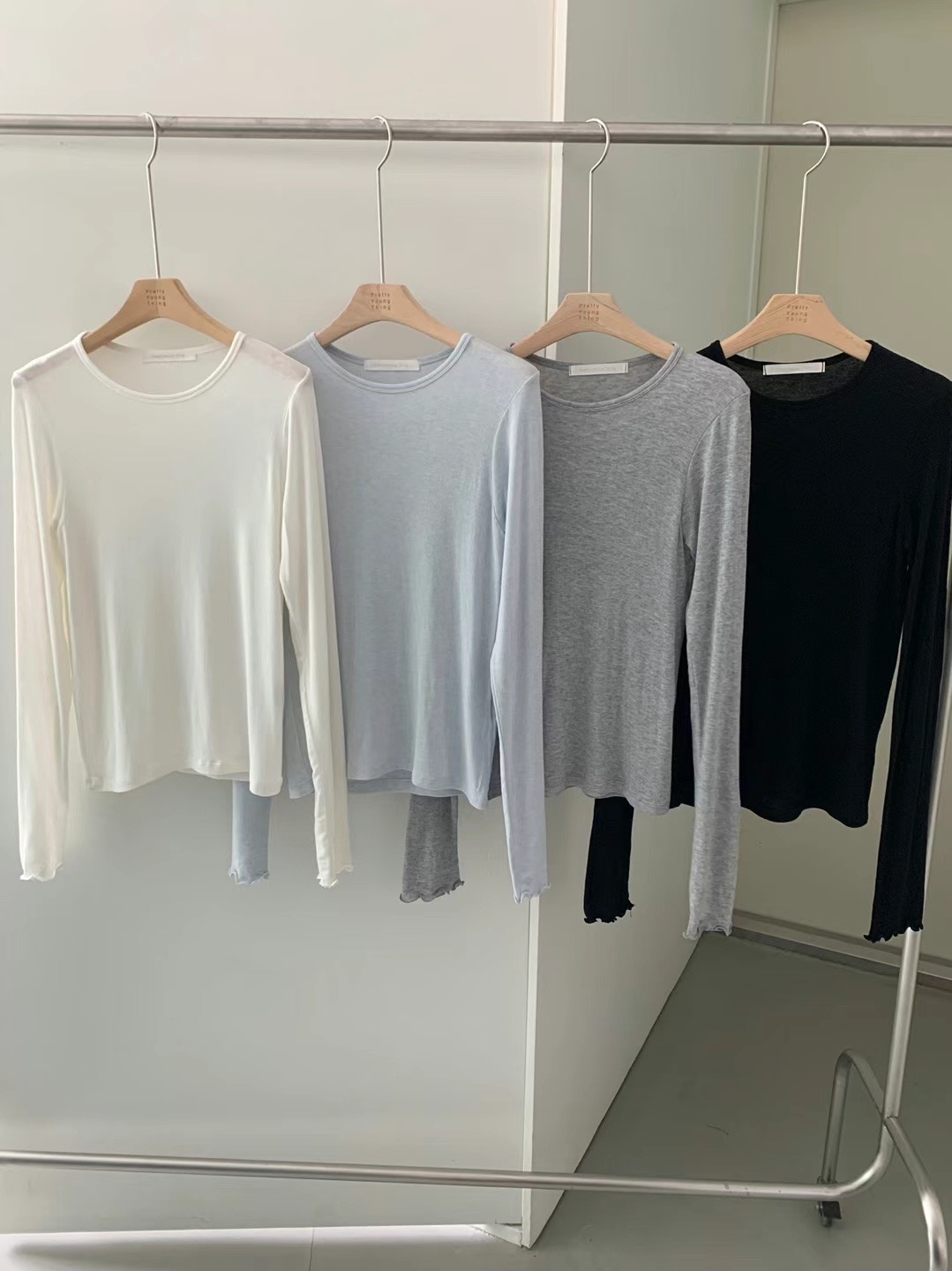 PYT-ot韓國直郵東大門代購女裝新品時尚24秋冬長袖T恤羊毛pretty young thing長袖T恤圖色4左四色