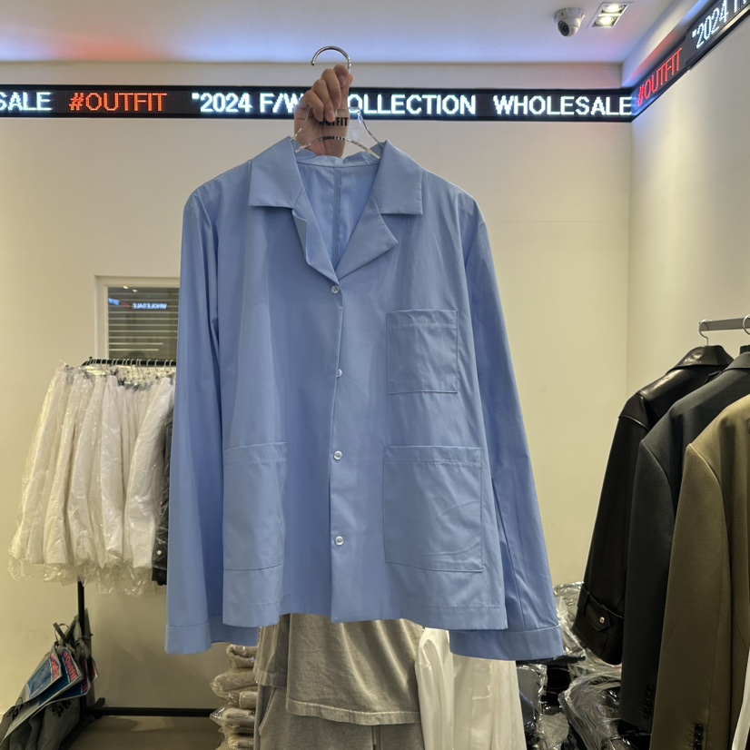 OUTFIT韓國直郵東大門實拍女裝新品24秋冬襯衫蕾絲衫口袋OUTFIT襯衫/蕾絲衫圖色1