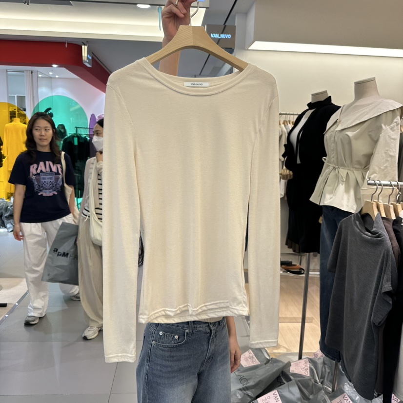 VAN NUVO韓國直郵女裝新款推薦真品熱賣休閑長袖T恤羊毛透視VAN NUVO長袖T恤