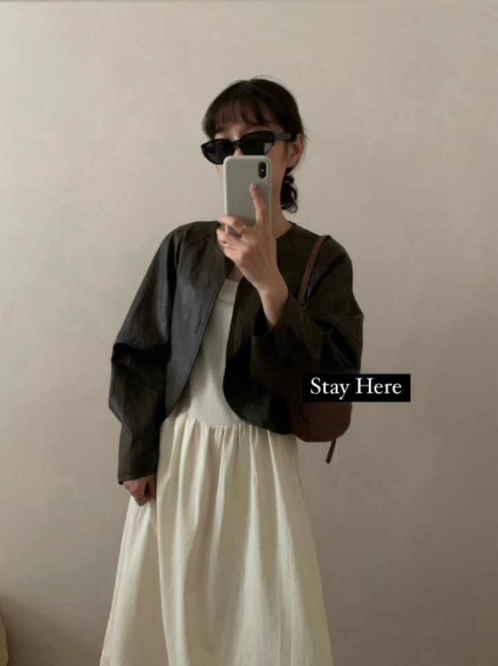 STAY HERE 韓國直郵東大門實拍女裝新品時尚熱賣推薦皮衣STAY HERE皮衣