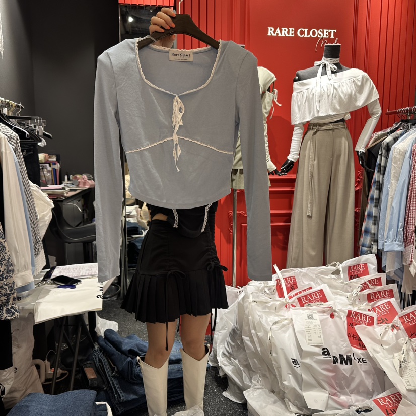 Rare Closet韓國直郵東大門代購女裝新品時尚人氣熱賣長袖T恤Rare Closet長袖T恤圖色2