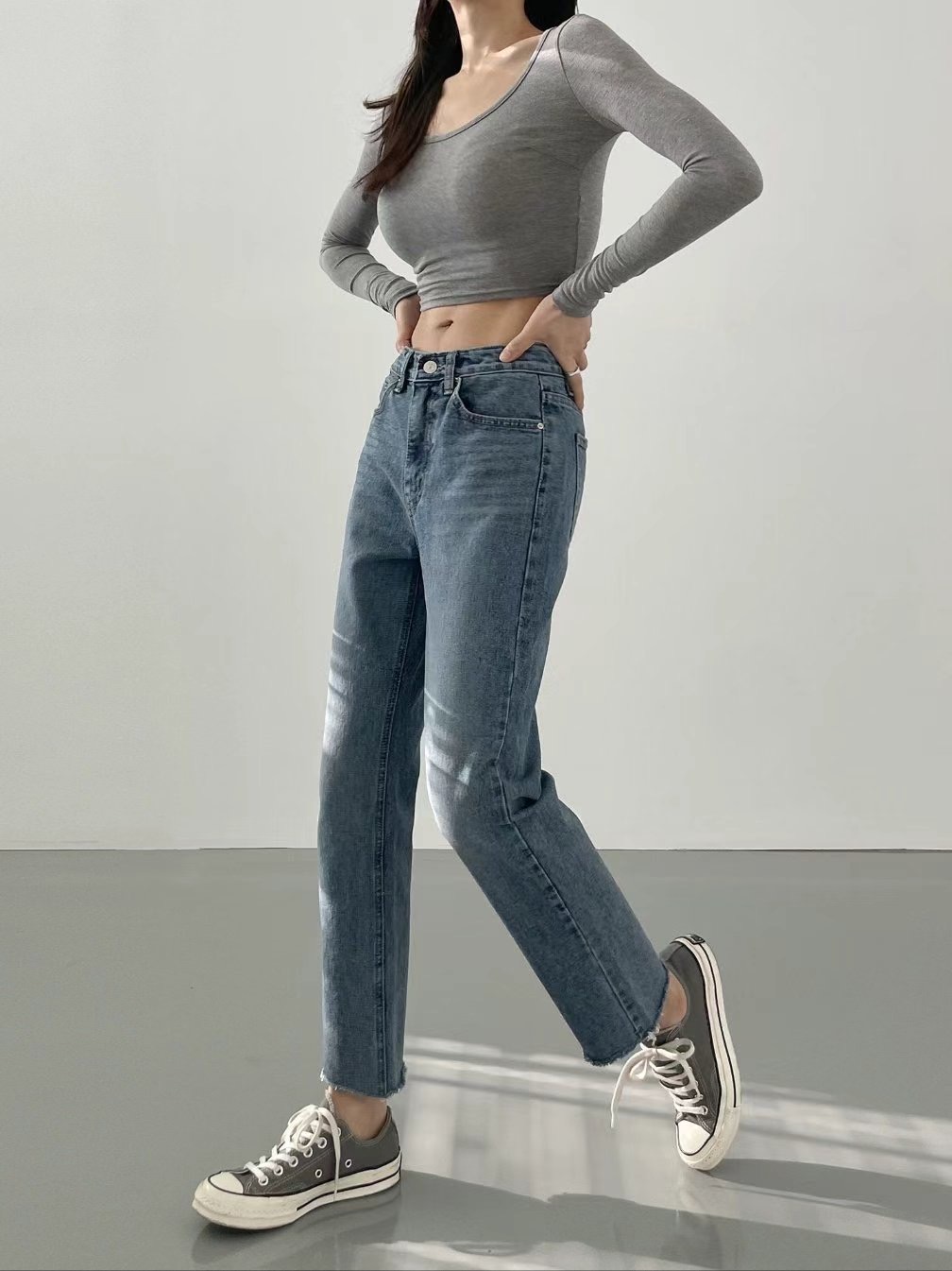 DOUBLEM直郵韓國代購女裝新品推薦時尚真品休閑熱賣人氣牛仔褲DOUBLEM牛仔褲
