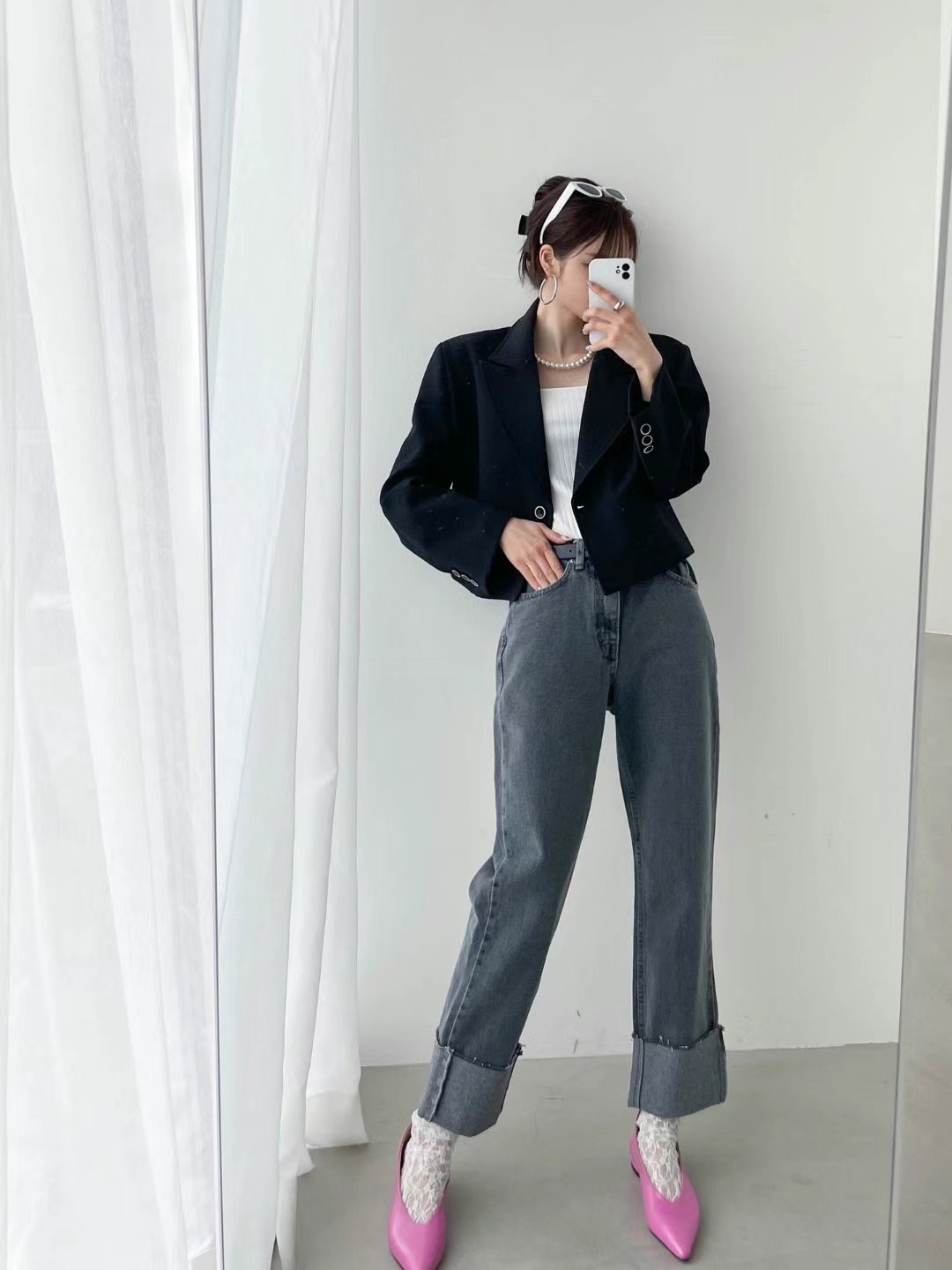 DOUBLEM韓國直郵東大門實拍女裝新款推薦真品時尚休閑牛仔褲DOUBLEM牛仔褲
