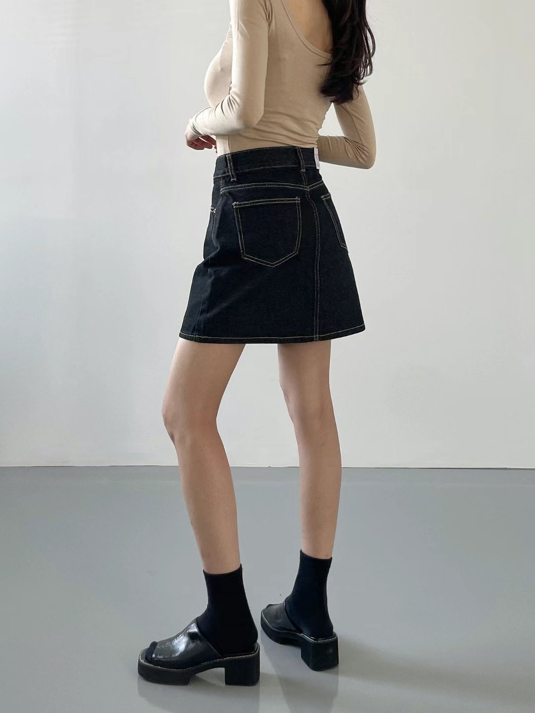 DOUBLEM直郵韓國代購女裝新品時尚職業休閑人氣熱賣推薦短裙DOUBLEM短裙